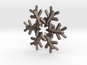 Snow Flake 6 Points E 4cm in Polished Bronzed Silver Steel