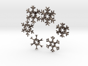 Snow Flakes 6 Points - MULTI PACK in Polished Bronzed Silver Steel