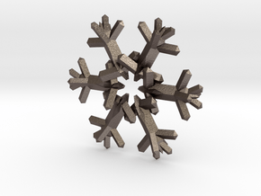 Snow Flake 6 Points D - 5cm in Polished Bronzed Silver Steel