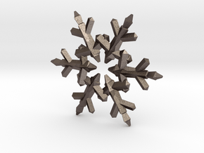 Snow Flake 6 Points C - 5cm in Polished Bronzed Silver Steel