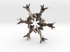Snow Flake 6 Points B - 4.6cm in Polished Bronzed Silver Steel