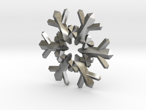 Snow Flake 6 Points F - 4cm in Natural Silver