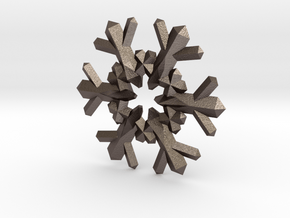 Snow Flake 6 Points F - 4cm in Polished Bronzed Silver Steel