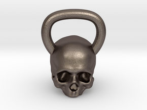Kettlebell Skull in Polished Bronzed Silver Steel