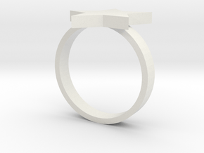 Silver Ring (small star) in White Natural Versatile Plastic
