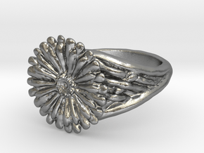 Gerbera Daisy Ring in Natural Silver