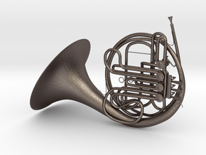 French Horn in Polished Bronzed Silver Steel