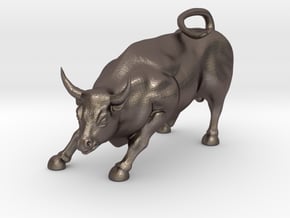 Charging Bull Statue Of Wall Street in Polished Bronzed Silver Steel