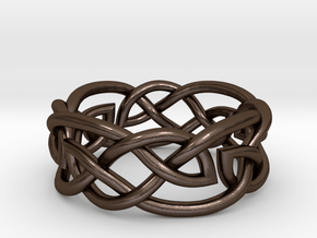 Leaf Celtic Knot Ring in Polished Bronze Steel: 5 / 49