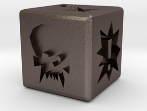Blood Bowl Block Dice 12mm in Polished Bronzed Silver Steel