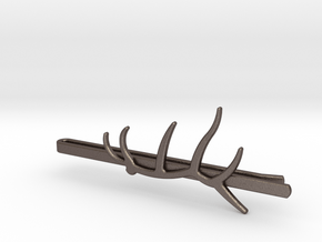 Elk Antler Tie Clip in Polished Bronzed Silver Steel