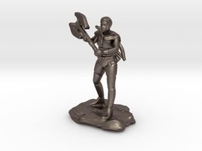 Half Orc Ranger With Greataxe and Shortbow in Polished Bronzed Silver Steel