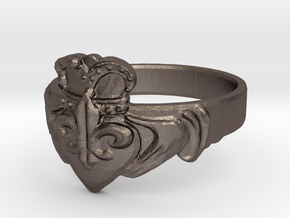 NOLA Claddagh, Ring Size 7 in Polished Bronzed Silver Steel