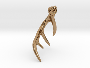 Deer Antler pendant 35mm with loop in Polished Brass