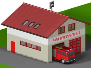 kleine Feuerwache/ little fire station (Z,1:220) in White Natural Versatile Plastic
