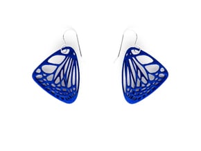 Butterfly Earrings (S) Plastic in Blue Processed Versatile Plastic