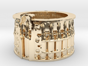 AK-47 75 rnd. Drum, Thick version, Ring Size 14 in 14K Yellow Gold
