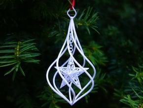 Christmas Tree Ornament (Bauble) - Spinning Star in White Processed Versatile Plastic