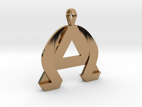 AlphaOmega Pendant in Polished Brass