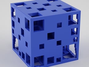 Fractal Cube 30mm in Blue Processed Versatile Plastic