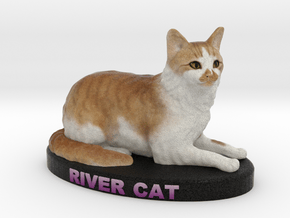 Custom Cat Figurine - River Cat in Full Color Sandstone