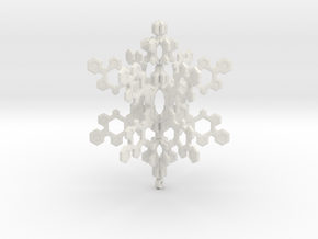 Small 3d Hex Based Snowflake in White Natural Versatile Plastic