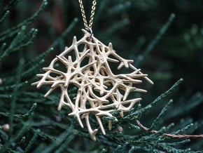 Abstract Mesh Pendant in Polished Gold Steel