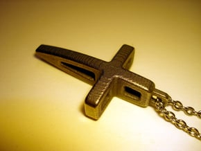 Structural Cross Pendant in Polished Bronzed Silver Steel