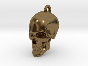 Human skull Pendant in Polished Bronze