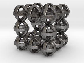 Sphere cube 30mm in Polished Nickel Steel