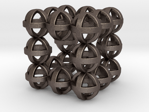 Sphere cube 30mm in Polished Bronzed Silver Steel