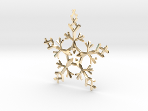Snow Flake 5 Points - w Loopet - 7cm in 14K Yellow Gold