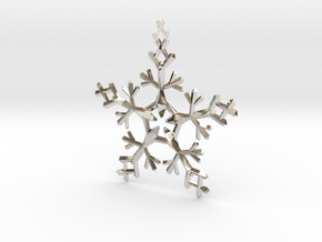 Snow Flake 5 Points - w Loopet - 7cm in Platinum