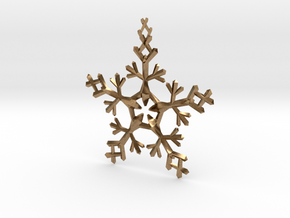 Snow Flake 5 Points - w Loopet - 7cm in Natural Brass