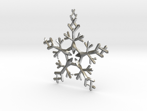 Snow Flake 5 Points - w Loopet - 7cm in Natural Silver