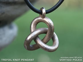 Trefoil Knot Pendant in Polished Bronzed Silver Steel