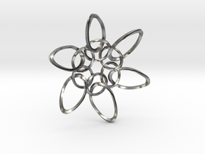 6 Ring PentaTwist  - 6.6cm in Natural Silver