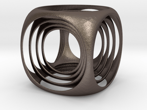 cubeception in Polished Bronzed Silver Steel