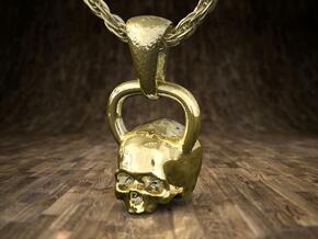 Kettlebell Skull Pendant .75 Scale With Bail in 14K Yellow Gold