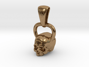 Kettlebell Skull Pendant .75 Scale With Bail in Natural Brass