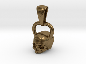 Kettlebell Skull Pendant .75 Scale With Bail in Natural Bronze