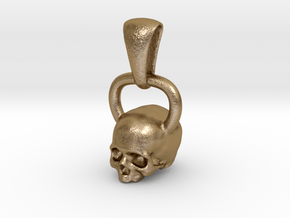 Kettlebell Skull Pendant .75 Scale With Bail in Polished Gold Steel
