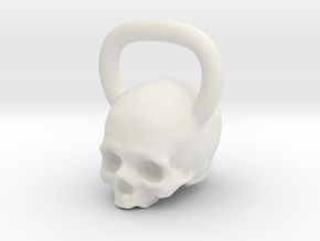 Kettlebell Skull Pendant .75 Scale in White Natural Versatile Plastic