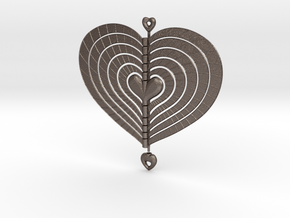 Heart Swap Spinner Flat Spiral - 15cm in Polished Bronzed Silver Steel
