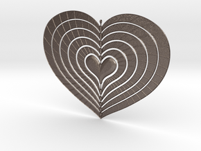 Change Of Heart Spinner Spiral Ribs 15cm in Polished Bronzed Silver Steel