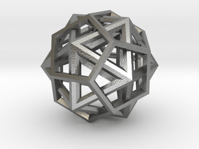 IcosoDodecahedron Thick - 3.5cm in Natural Silver