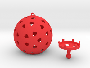 DRAW ornament - hearts large 2 piece in Red Processed Versatile Plastic
