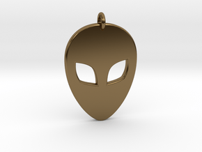 Alien Head Pendant, 3mm Thick. in Polished Bronze