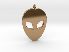 Alien Head Pendant, 3mm Thick. in Polished Brass