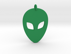 Alien Head Pendant, 3mm Thick. in Green Processed Versatile Plastic